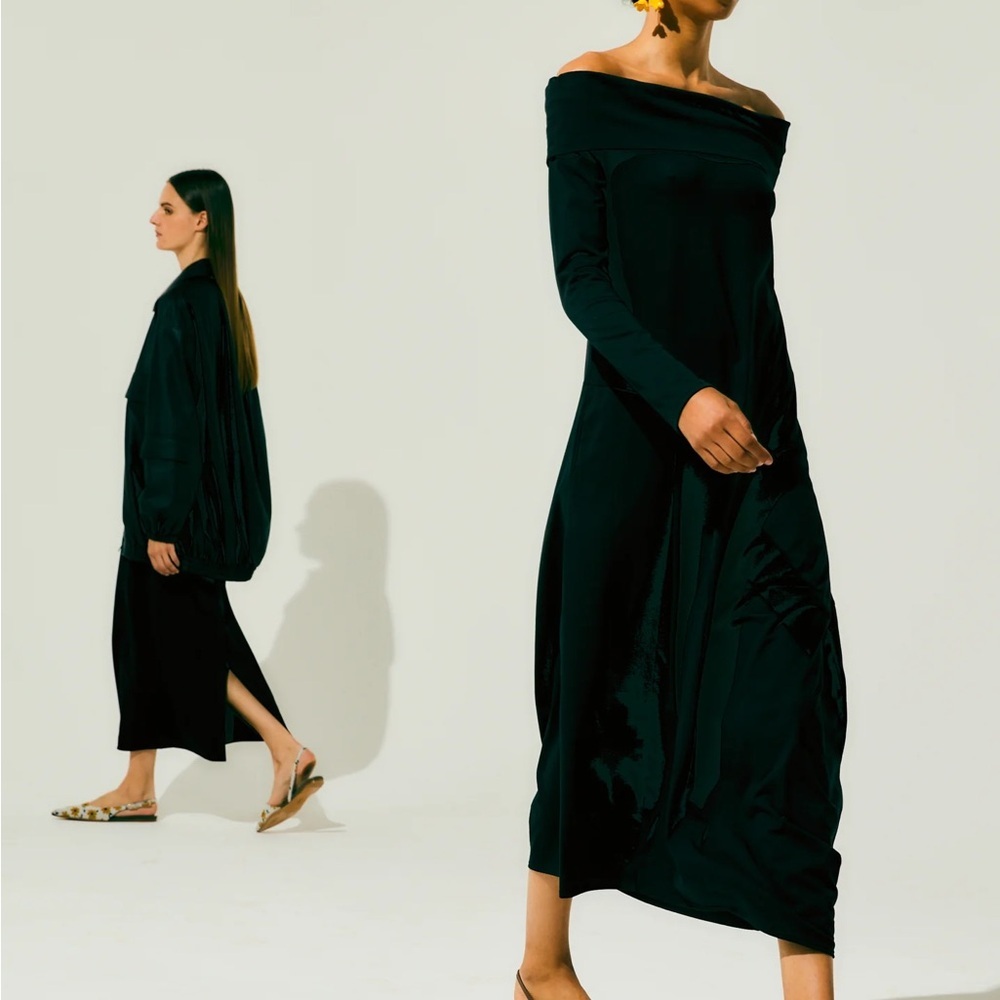 Tibi / Off The Shoulder T-Shirt Dress Black size 2 - Picture 12 of 12